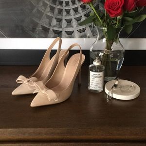 Aldo nude suede sling back heels size 7.5